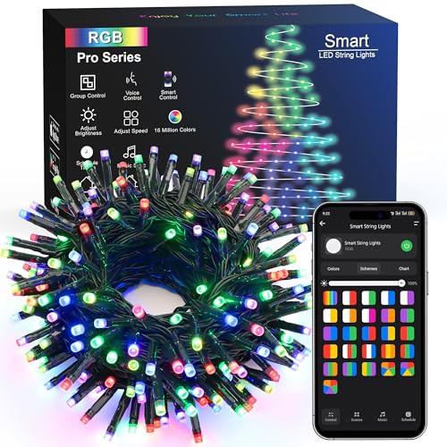 BrizLabs Smart Weihnachtsbeleuchtung Außen, 20M 200 LED Weihnachtsbaum Lichterkette Innen mit 16 Millionen RGB Farben Weihnachten Deko Lichter, APP-Steuerung, Kompatibel mit Alexa für Garten Party von BrizLabs