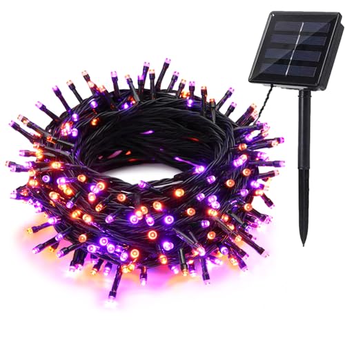 BrizLabs Solar Halloween Lichterkette Aussen, 20M 200 LED Orange Lila Herbst Solarlichterkette Wasserdicht 8 Modi Innen Weihnachtsdeko Lichterkette für Party Garten Balkon Terrasse Tor Bäume Hochzeit von BrizLabs