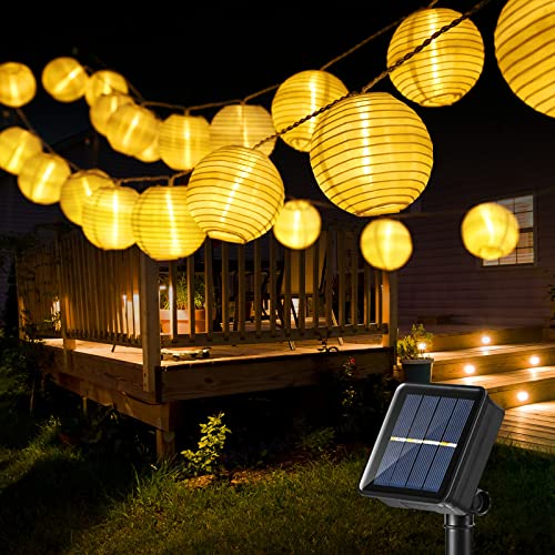 BrizLabs Solar Lichterkette Lampions Außen 10M 30 LED Laternen Lichterkette Aussen Wasserfest 8 Modi Solarbetrieben Beleuchtung Deko für Garten, Hof, Balkon, Terrasse, Party, Hochzeit, Fest, Warmweiß von BrizLabs