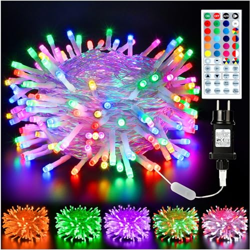 BrizLabs Weihnachten Lichterkette Außen, 20M 200 LED Bunt Farbwechsel RGB Lichterketten Strombetrieben Wasserdicht Weihnachtslichterkette für Innen Kinderzimmer Hause Party Garten Balkon Halloween von BrizLabs