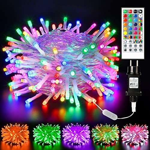 BrizLabs Weihnachten Lichterkette Außen, 20M 200 LED Bunt Farbwechsel RGB Lichterketten Strombetrieben Wasserdicht Weihnachtslichterkette für Innen Kinderzimmer Hause Party Garten Balkon Halloween von BrizLabs