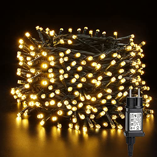 BrizLabs Weihnachten Lichterkette Außen, 50M 500 LED Weihnachtsdeko Lichterkette Warmweiß Strom 8 Modi Wasserdicht Deko Lichterketten für Party Hochzeit Fenster Zimmer Indoor Tannenbaum Aussen Garten von BrizLabs