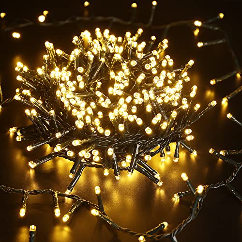 BrizLabs Weihnachten Lichterkette Warmweiß, 7.5M 300 LED Cluster Lichterkette Außen Strom 8 Modi Wasserdicht Weihnachtsdeko Lichterkette für Innen Zimmer Christbaum Party Geburtstag Hochzeit Balkon von BrizLabs