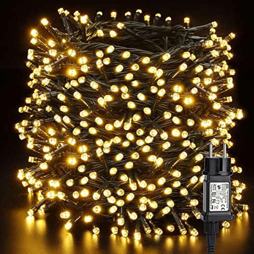 BrizLabs Weihnachtsbaum Lichterkette Outdoor, 100M 1000 LED Weihnachten Lichterkette Außen Strombetrieben 8 Modi Wasserdicht Dekorative Lichterkette für Innen Zimmer Garten Hochzeit Party, Warmweiß von BrizLabs