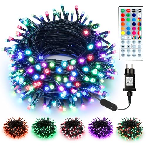 BrizLabs Weihnachtsbeleuchtung Außen, 20M 200 LED Bunt Farbwechsel RGB Weihnachten Lichterketten Wasserdicht Fernbedienung Dekorative Lichter für Zimmer Tannenbaum Innen Outdoor Party Halloween von BrizLabs