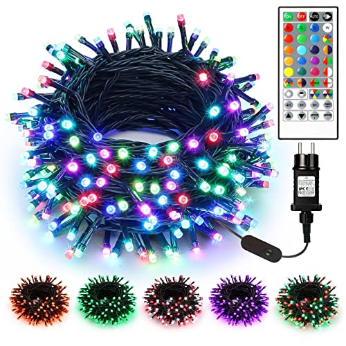 BrizLabs Weihnachtsbeleuchtung Außen, 20M 200 LED Bunt Farbwechsel RGB Weihnachten Lichterketten Wasserdicht Fernbedienung Dekorative Lichter für Zimmer Tannenbaum Innen Outdoor Party Halloween von BrizLabs