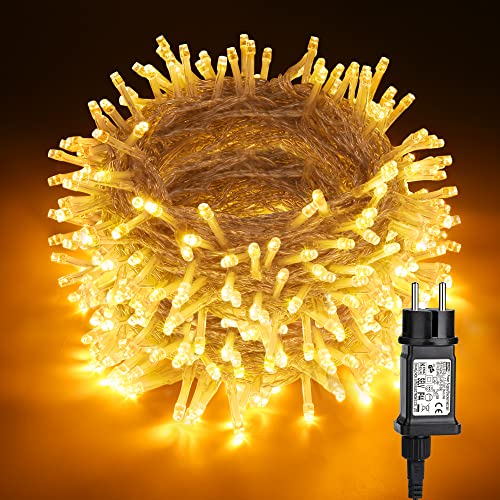 BrizLabs Weihnachtsbeleuchtung Außen, 50M 500 LED Lichterkette Outdoor Warmweiß mit Stecker 8 Modi Wasserdicht Weihnachtsbaum Lichterkette für Fenster Zimmer Innen Aussen Garten Hochzeit Party Deko von BrizLabs