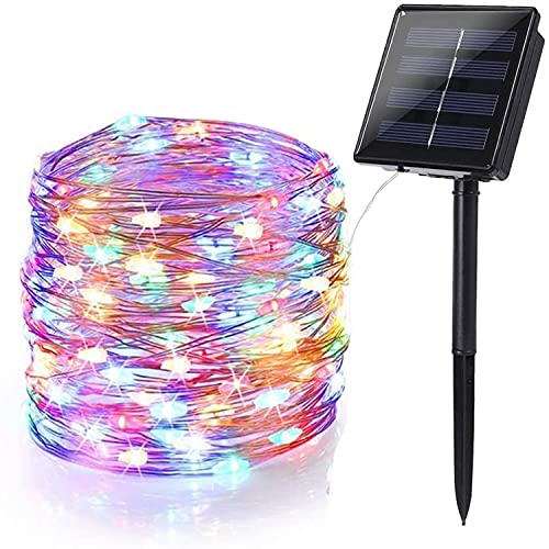 Solar Weihnachten Lichterkette Außen, BrizLabs 24M 240 LED Aussen Kupferdraht Beleuchtung Solarlichterkette 8 Modi Wasserdicht für Xmas Bäume Garten Balkon Terrasse Hochzeit Party Deko, Bunt von BrizLabs