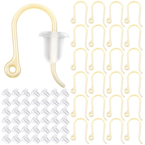 100 Stück Kunststoff-Ohrringhaken Goldener Ohrdraht mit Schlaufe Französische Fischhaken und 100 Stück transparente Kugelohrring-Stopper Ohrringzubehör für DIY Handwerk Schmuckherstellung 100 Stück Kunststoff-Ohrringhaken Goldener Ohrdraht mit Schlaufe Französische Fischhaken und 100 Stück transparente Kugelohrring-Stopper Ohrringzubehör für DIY Handwerk Schmuckherstellung von BronaGrand