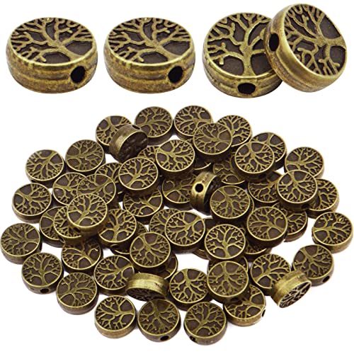 60 Stück 9 mm antike Bronze Baum des Lebens Perlen tibetische Legierung Baum lose Abstandshalter Perlen Bastelbedarf für DIY Halskette Armband Schmuck Herstellung Dekoration von BronaGrand