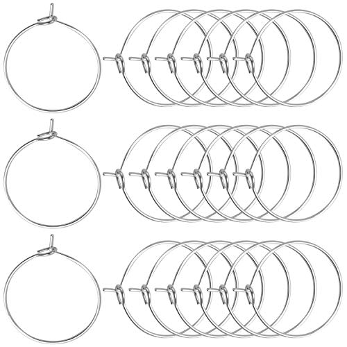 BronaGrand 100 Stück versilberte Weinglas-Charm-Ringe, Ohrringe, Creolen, 20 mm von BronaGrand