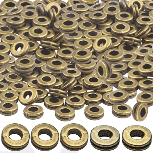 Rondelle Abstandshalter-Perlen, 6 mm, flach, rund, Abstandshalter, Metall, Abstandshalter, Bastelbedarf für DIY-Schmuckherstellung, Antik-Bronze, 200 Stück von BronaGrand