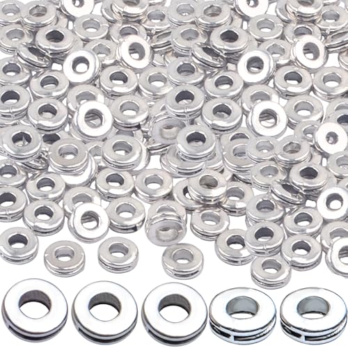 Rondelle Abstandshalter-Perlen, 6 mm, flach, rund, Abstandshalter, Metall, Abstandshalter, Bastelbedarf für DIY-Schmuckherstellung, Antiksilber, 200 Stück von BronaGrand