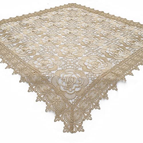 Spitzendecke / 85x85cm Mitteldecke/Transparent Blume/Retro Muster/Beige / TW17002-1T von Bronze