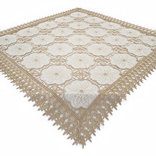 Spitzendecke / 85x85cm Mitteldecke/Transparent Traumfänger/Retro Muster/Beige / TW240014 von Bronze