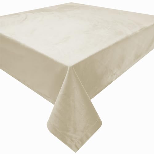 Tischdecke/Velour / 90 x 90 m / Versch. Farben/Samt / #1702 (Beige) von Bronze