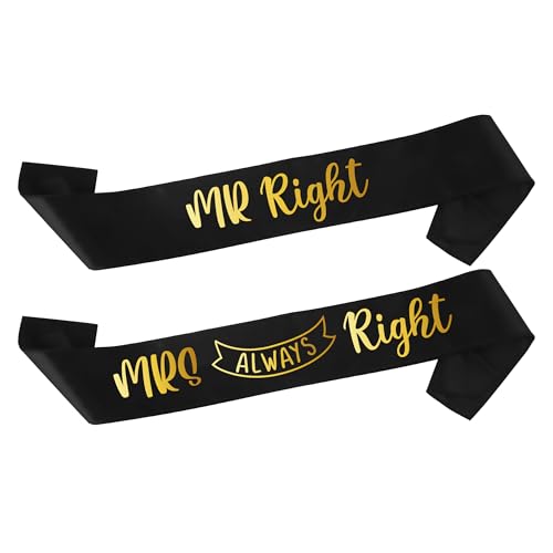 Schärpen-Set mit Aufschrift "Mr. Right & Mrs Always Right" – Lustiges Schärpen-Set für Hochzeit, Party, Brautparty, Verlobung, Geschenke, Accessoires, Ehemann, Ehefrau, Brautpaare, Brautpaare, von Brosash