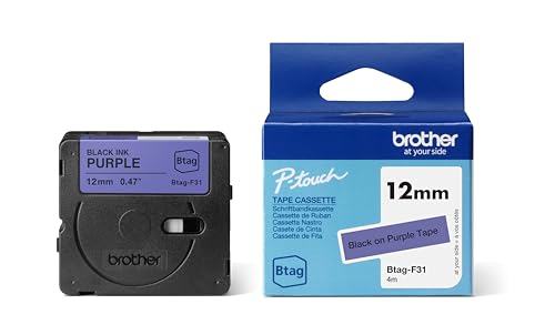 Brother Original Btag-F31 Schriftband 12 mm breit, 4 m lang, schwarz/lila von Brother International GmbH