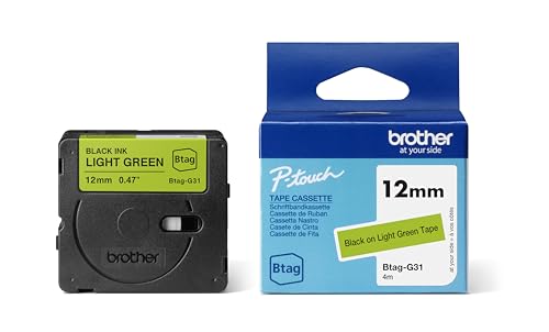 Brother Original Btag-G31 Schriftband 12 mm breit, 4 m lang, schwarz/grün von Brother