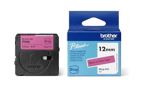 Brother Original Btag-P31 Schriftband 12 mm breit, 4 m lang, schwarz/pink von Brother International GmbH