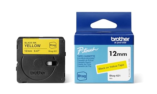 Brother Original Btag-631 Schriftband 12 mm, 4 m lang, schwarz/gelb von Brother International GmbH