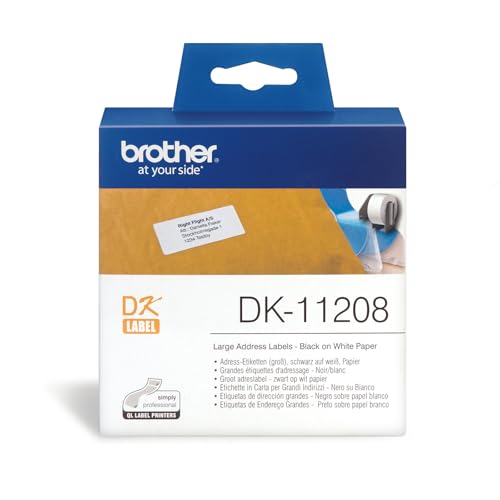 Brother Original DK-11208 Adress-Etiketten, Weiß, 38 x 90 mm von Brother