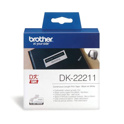 Brother DK-22211 Endlosetiketten Film (29 mm breit, 15,24 m lang, für QL-Etikettendrucker) schwarz auf weiß von Brother