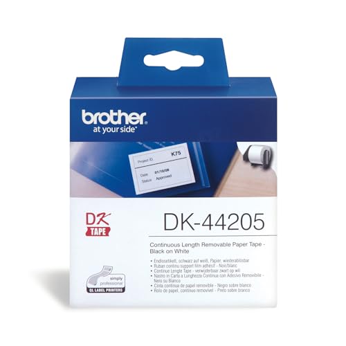 Brother DK44205 Endlosetiketten Papier, 30,48m/62mm | ablösbar von Brother