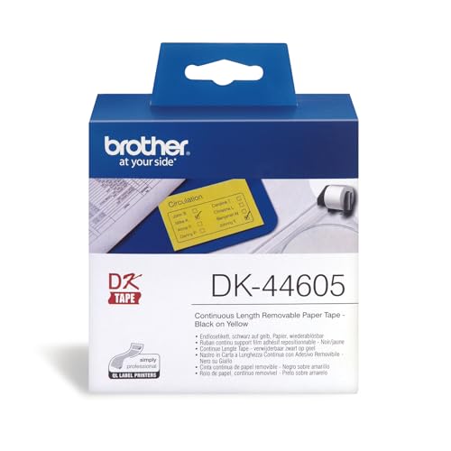 Brother Original DK44605 Endlosetiketten Papier schwarz auf gelb One size von Brother