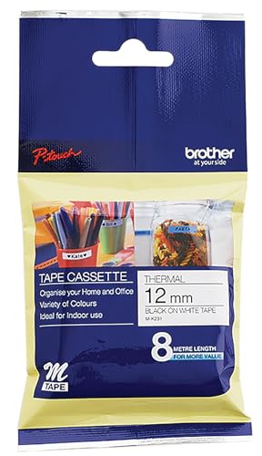 Brother M-K231, nicht laminiert Schriftband 12mm weiß/schwarz P-touch 55/65/75/85/110/BB4 von Brother