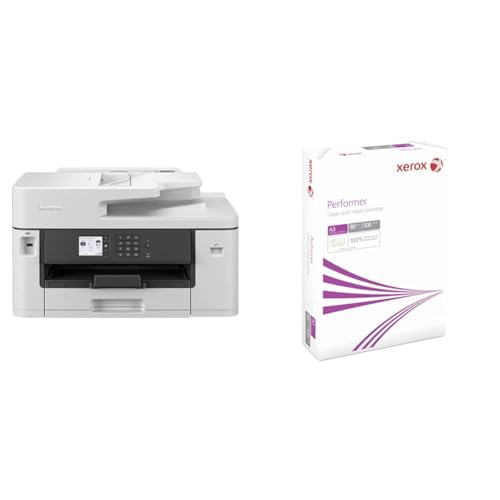 Brother MFC-J5340DW 4-in-1 Farbtintenstrahl-Multifunktionsgerät & Xerox 003R90569 Performer Kopier-/Drucker-/Universalpapier, DIN A3, 80 g/m², 1 Pack a 500 Blatt, weiß von Brother