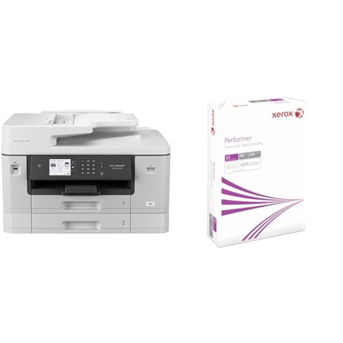 Brother MFC-J6940DW DIN A3 4-in-1 Farbtintenstrahl-Multifunktionsgerät & Xerox 003R90569 Performer Kopier-/Drucker-/Universalpapier, DIN A3, 80 g/m², 1 Pack a 500 Blatt, weiß von Brother