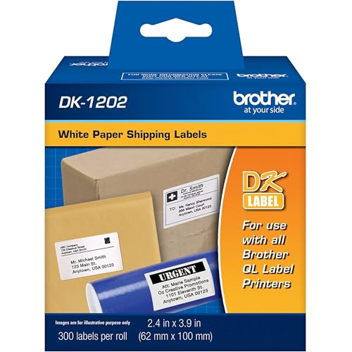 Brother Original DK-1202 gestanzte Versandpapier-Etiketten, lange Zuverlässigkeit, 300 Etiketten pro Rolle, (1) Rolle pro Karton von Brother