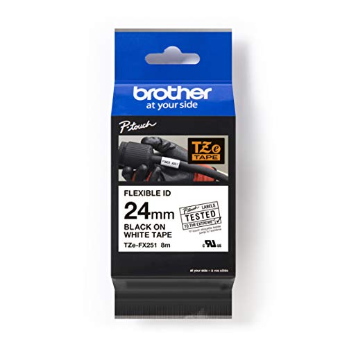 Brother Original P-Touch Flexi-Schriftband TZE-FX251 24 mm, schwarz auf weiß (u.a P-Touch P700, -2430, D600, 9700PC, P750W) zur Kabel- und Rohrbeschriftung, laminiert von Brother