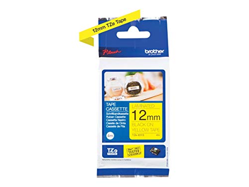 Brother Original P-touch Schriftband TZe-631S 12 mm, schwarz auf gelb (kompatibel u.a. mit Brother P-touch PT-H100LB/R, -H105, -E100/VP, -D200/BW/VP, -D210/VP) 4 m lang, laminiert von Brother