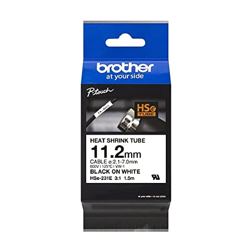 Brother Original Pro Tape HSe-231E Schrumpfschlauch – schwarz auf weiß von Brother