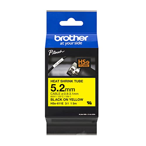 Brother Original Pro Tape HSe-611E Schrumpfschlauch – schwarz auf gelb von Brother