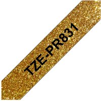 Brother P-touch Premium Schriftband, 12 mm - Schwarz auf Glitzer-Gold von Gold