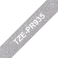 Brother P-touch Premium Schriftband, 12 mm - Weiß auf Glitzer-Silber von Silber