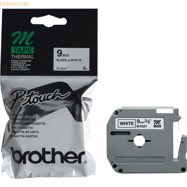 Brother Schriftbandkassette 9mm MK221BZ weiß/schwarz von Brother