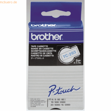 Brother Schriftbandkassette 9mm TC-293 weiß/blau von Brother