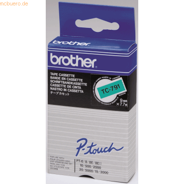 Brother Schriftbandkassette 9mm TC-791 grün/schwarz von Brother