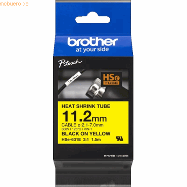 Brother Schrumpfschlauchkassette HSE-631E 11,2mm schwarz/gelb von Brother