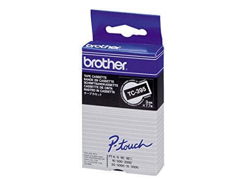 Brother TC395 Schriftbandkassette Schwarz,weiß 9 mm x 7,7 m von Brother