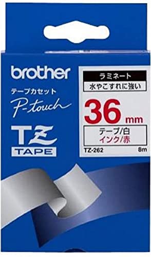 Brother TZ262 Schriftbandkassette 36mm x 8m rot auf weiß laminiert für P- touch 550 3600 series von Brother