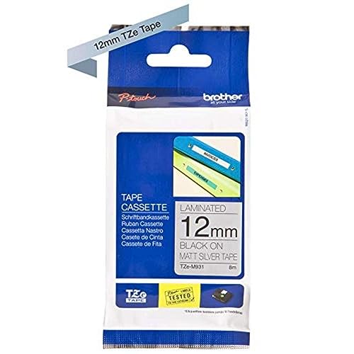 Brother TZe-M931 Schriftbandkassette, schwarz auf mattem Silber, 12 mm (B) x 8 m (L), laminiert, Brother Original Supplies von Brother