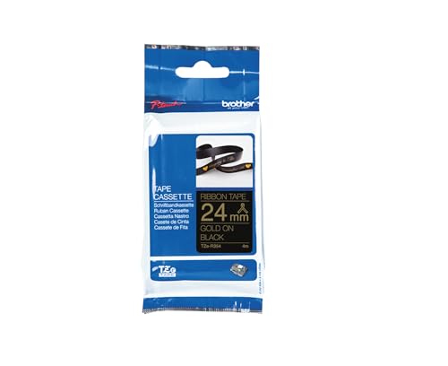 Original Brother textiles Schriftband TZe-R354 gold auf schwarz - 24 mm breit, 4 m lang (u.a. für Brother P-touch H200, H100LB/R, H105, E100/VP, D200/BW/VP, D210/VP,Cube, Cube Plus) von Brother