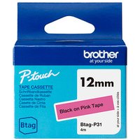 brother Schriftband Btag BTAGP31, 12 mm schwarz auf pink von Brother