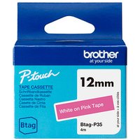 brother Schriftband Btag Btag-P35 BTAGP35, 12 mm weiß auf pink von Brother