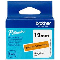 brother Schriftband Btag BTAGT31, 12 mm schwarz auf orange von Brother